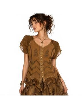 Vintage Flower Deadstock Fairycore Boho Embroidered Handkerchief Top NWT
